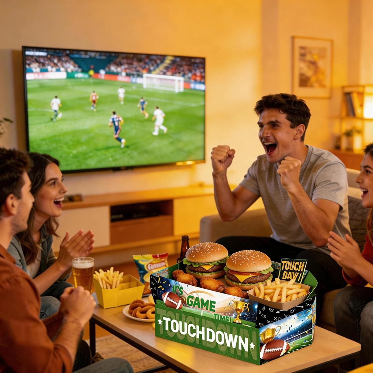 2026 World Cup 2 Pack Soccer Party Decorations Food Serving Tray- 9 Compartment Soccer Field Snack Tray, Serving Platter for Game Day, Birthday Party Supplies, Sports Event & Fan Celebration