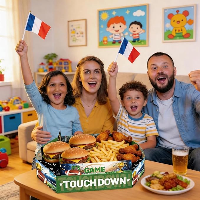 2026 World Cup 2 Pack Soccer Party Decorations Food Serving Tray- 9 Compartment Soccer Field Snack Tray, Serving Platter for Game Day, Birthday Party Supplies, Sports Event & Fan Celebration