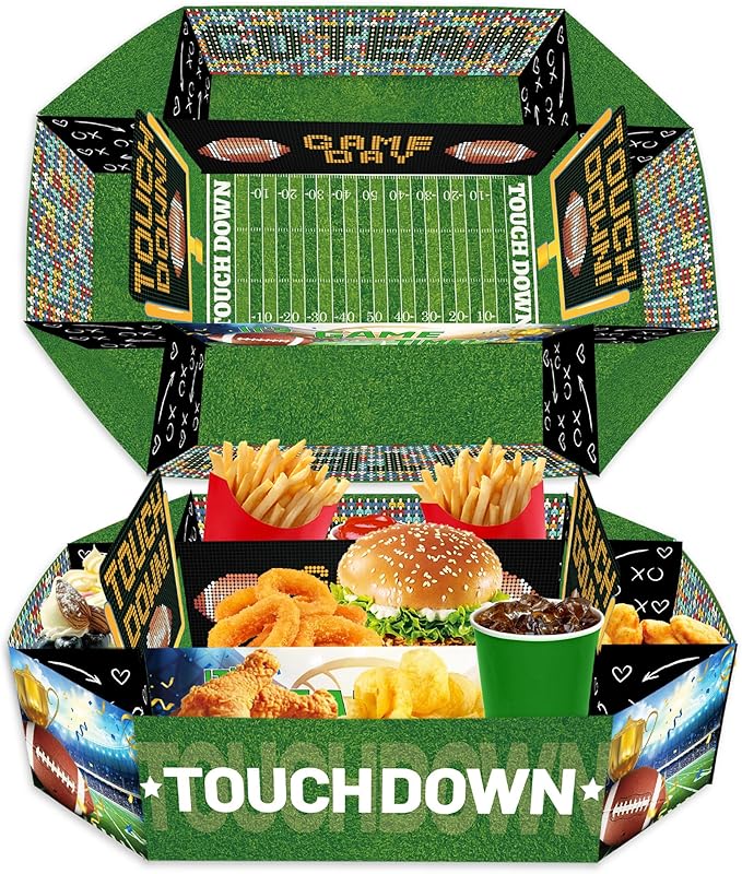 2026 World Cup 2 Pack Soccer Party Decorations Food Serving Tray- 9 Compartment Soccer Field Snack Tray, Serving Platter for Game Day, Birthday Party Supplies, Sports Event & Fan Celebration
