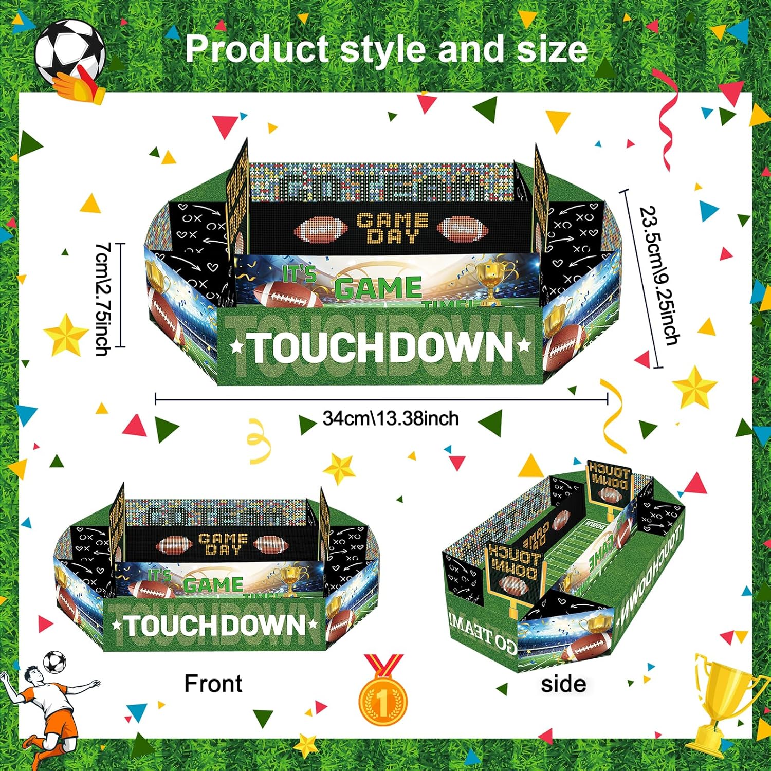 2026 World Cup 2 Pack Soccer Party Decorations Food Serving Tray- 9 Compartment Soccer Field Snack Tray, Serving Platter for Game Day, Birthday Party Supplies, Sports Event & Fan Celebration