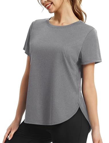 NIASHOT Workout Tops for Women Activewear Short Sleeve Shirts Gym Clothes Pilates Running Yoga Tops UPF 50+ Quick Dry