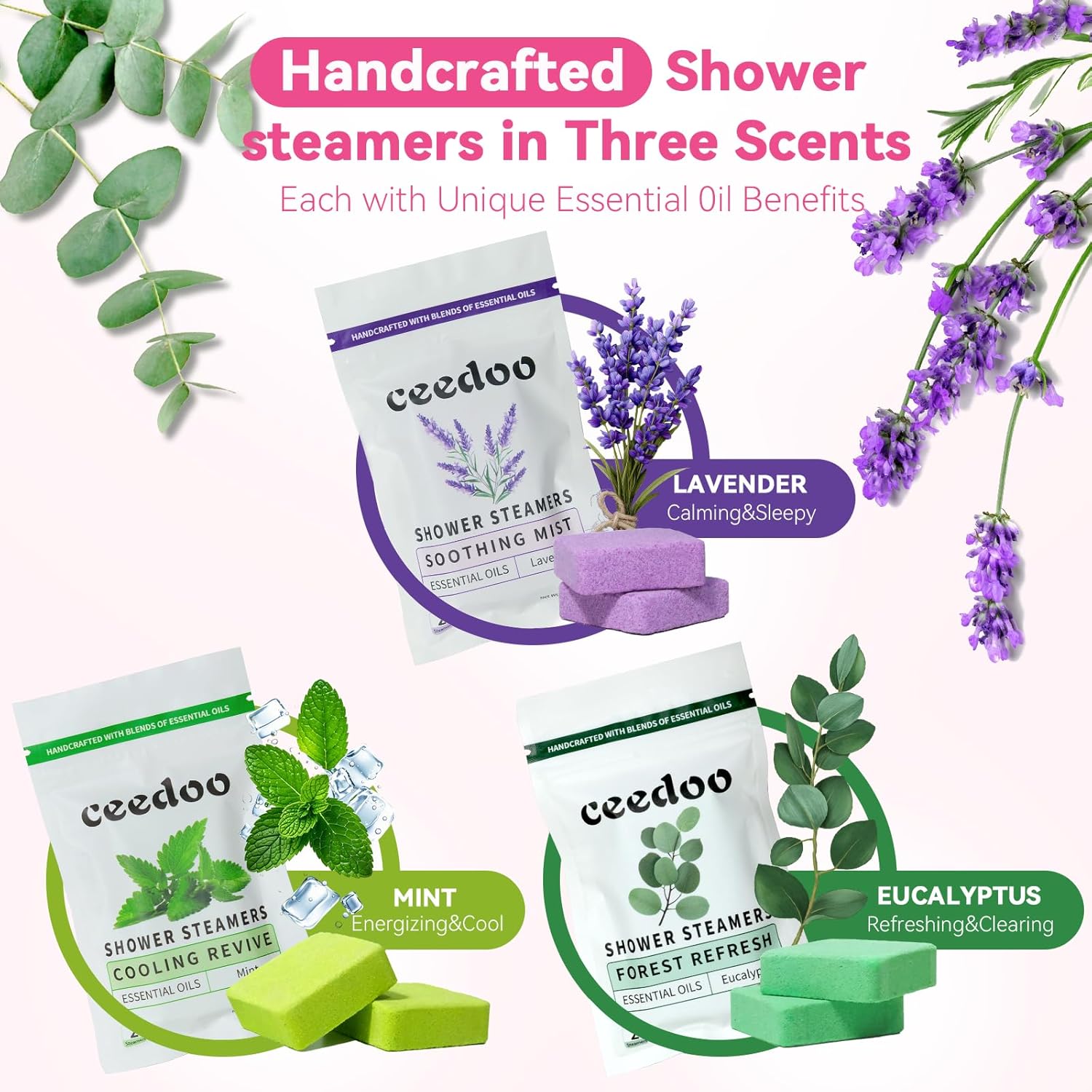 Shower Steamers Aromatherapy 6 Pack - Easter Basket Stuffers for Teens & Adults, Birthday Gifts for Women - Natural Essential Oil Shower Bombs for Stress Relief & Relaxation, Home Spa Self-Care
