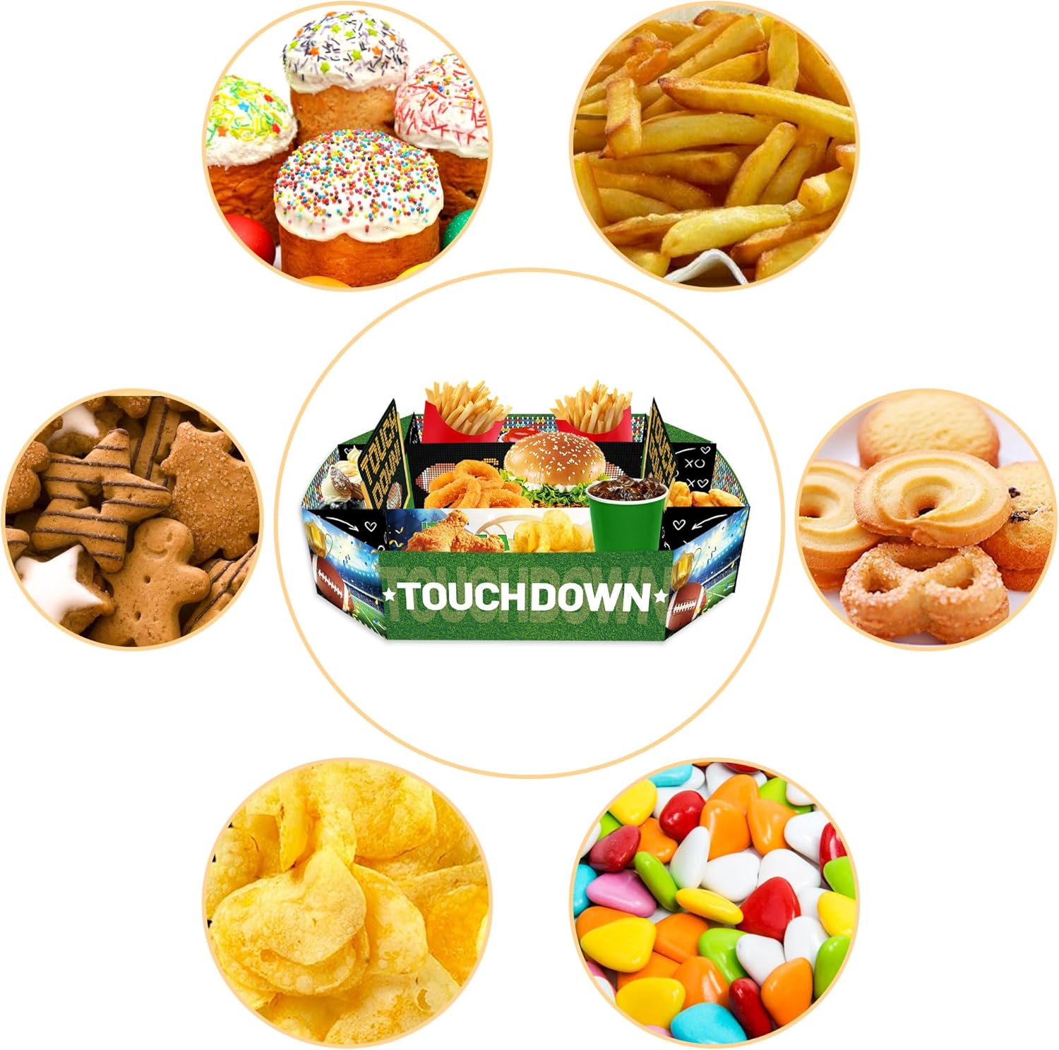 2026 World Cup 2 Pack Soccer Party Decorations Food Serving Tray- 9 Compartment Soccer Field Snack Tray, Serving Platter for Game Day, Birthday Party Supplies, Sports Event & Fan Celebration