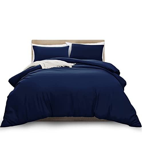 Duvet Cover with Button Closure, Soft and Breathable Microfiber Double Brushed Duvet Cover and Pillow Shams