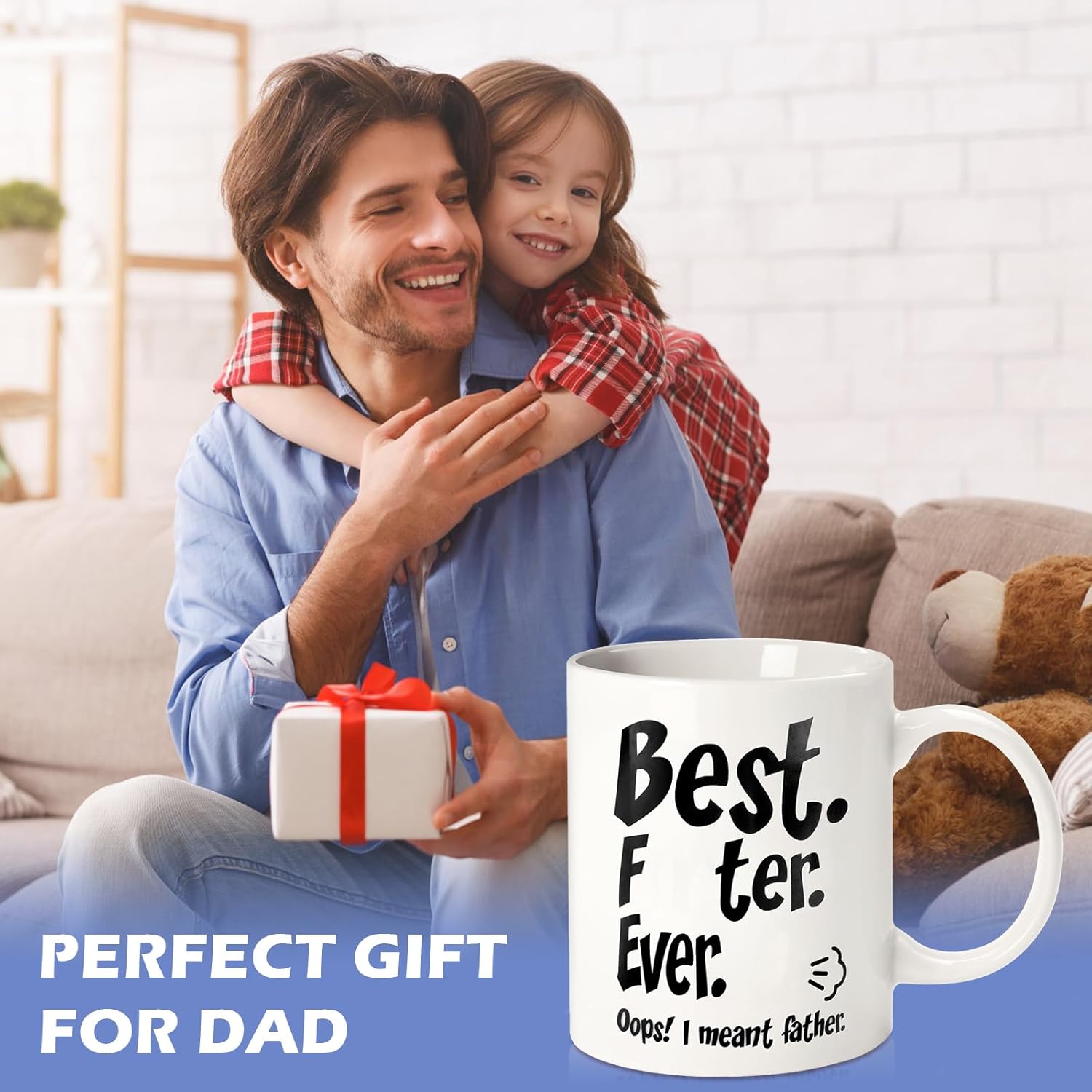 Fathers Day Funny Gifts for Dad Husband Him from Daughter Son Kids Wife - 11 OZ Ceramic Coffee Mug - Stocking Stuffers for Christmas Xmas,Birthday, Anniversary Gag Presents Ideas for PaPa Step Dad