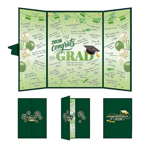 2026 Graduation Decorations Class of 2026 - Green Graduation Guest Book Sign in Board Graduation Signature Book for College & High School Party Supplies Graduation Gifts Green