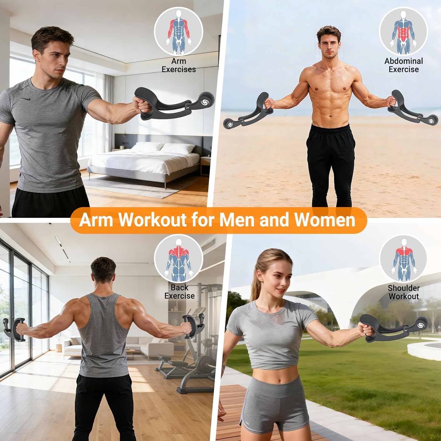 Arm Workout for Men and Women Weighted Ropeless Battle Rope for Home Gym Arm Trainer Workout Fitness Equipment 360° Hand-Crank Forearm Trainer for Full-Body HIIT, Low-Impact Aerobic Training