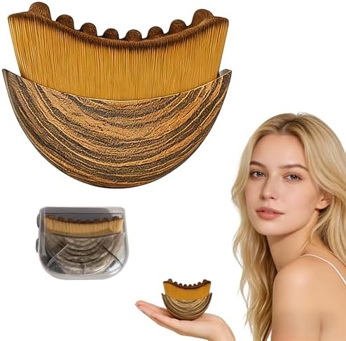 2PCS Lymphatic Contour Face Brush, Soft Facial Drainage Massager Tool for Face & Neck Lifting, Jawline Chin Sculpting, De-Puff Dry Brushing, Gua Sha Brush, Curved Ergonomic Design (Brown, 2-Pack)