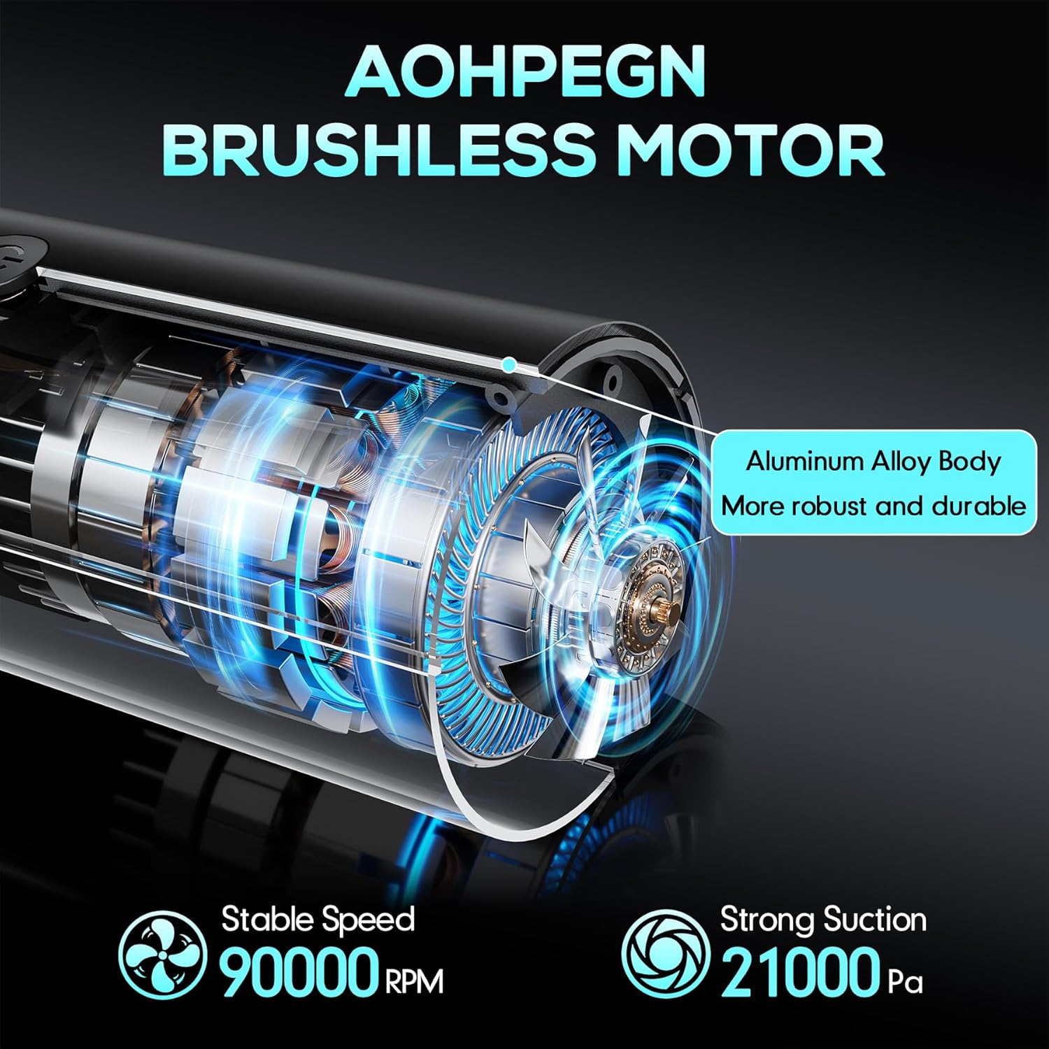 Handheld Car Vacuum Portable Cordless, Hand held Vacuum Cleaner with 21000 Pa Suction Power Air Duster for Car Cleaning, Home, Office, Pet Hair | Multi-Nozzle, Washable Filter
