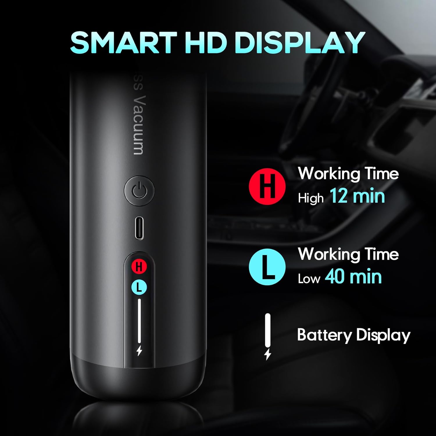 Handheld Car Vacuum Portable Cordless, Hand held Vacuum Cleaner with 21000 Pa Suction Power Air Duster for Car Cleaning, Home, Office, Pet Hair | Multi-Nozzle, Washable Filter
