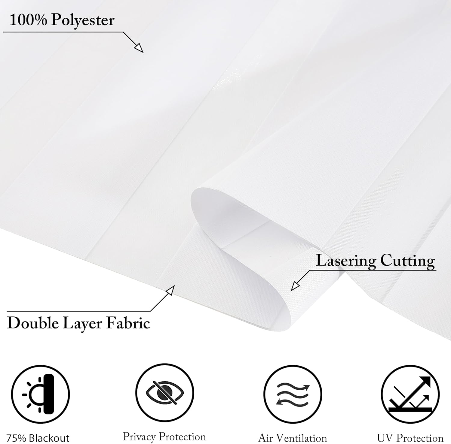 GHV Cordless Zebra Blinds for Windows Free-Stop Shades Light Filtering Dual Layer Light Control for Day and Night (White, 30 in (W) x 64 in (H))