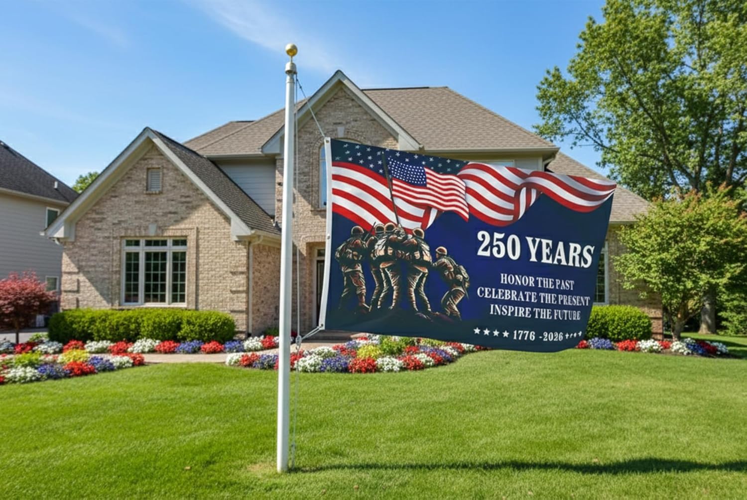 250th Anniversary American Flag, Semiquincentennial Commemorative 1776-2026, USA 250 3x5 Ft Flags, Double-Sided Printed, Three-Layer Fabric, Outdoor Decorative Flag (B)