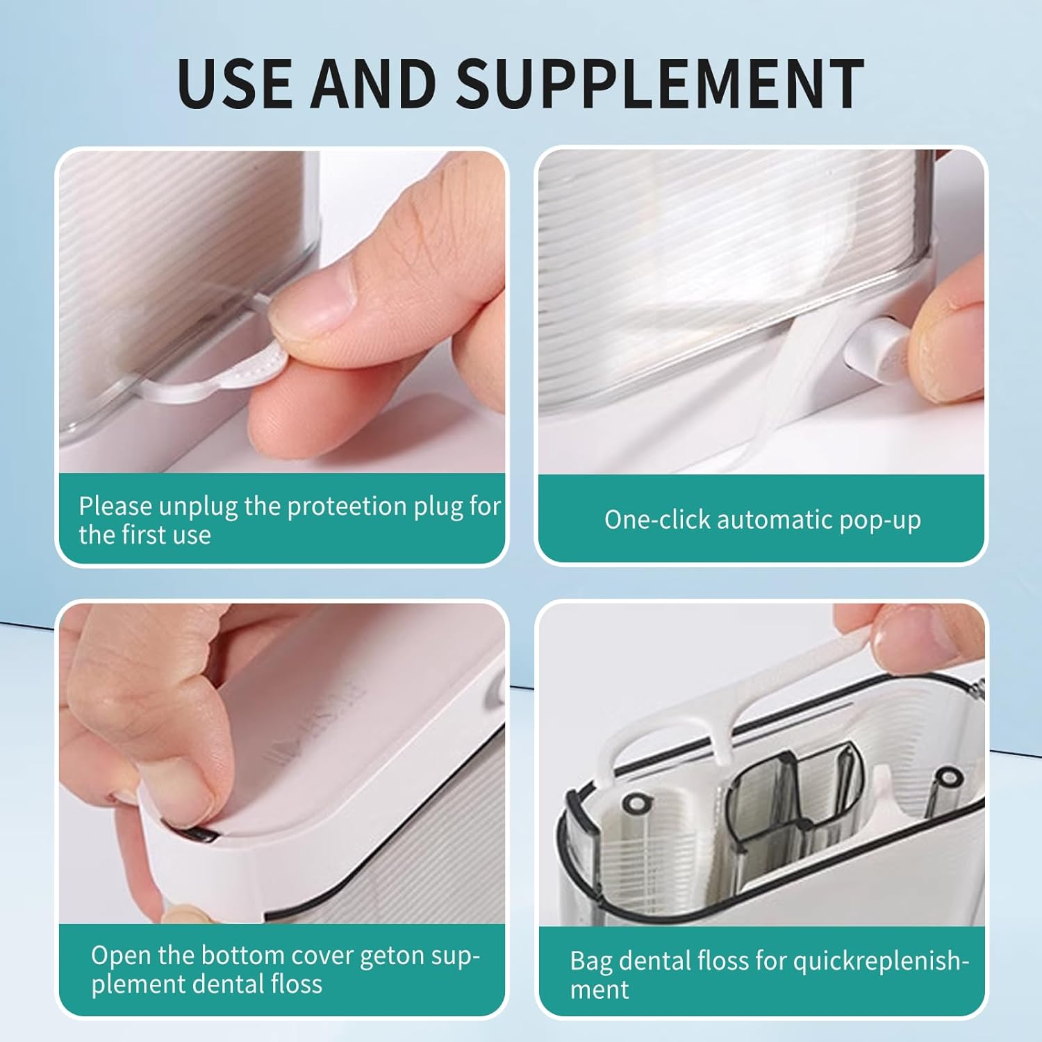 Dental Floss Pick Dispenser, 88 Count Flosser Dispenser with 2 Box [8 Count] Portable Tooth Floss Picks Holder, Total [104 Count] Flossers for Adults Home Travel Hotel