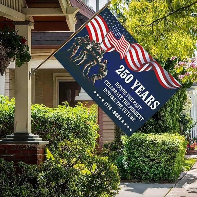 250th Anniversary American Flag, Semiquincentennial Commemorative 1776-2026, USA 250 3x5 Ft Flags, Double-Sided Printed, Three-Layer Fabric, Outdoor Decorative Flag (B)