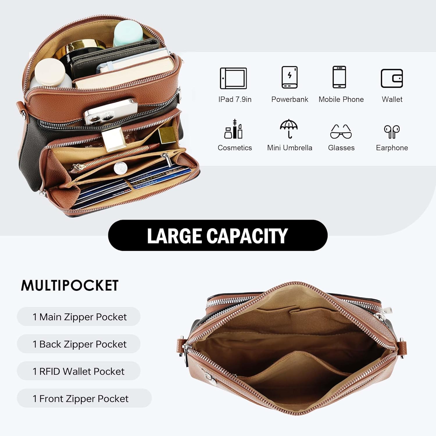 Crossbody Purses for Women Small Crossbody Bags for Women with Built in RFID Wallet