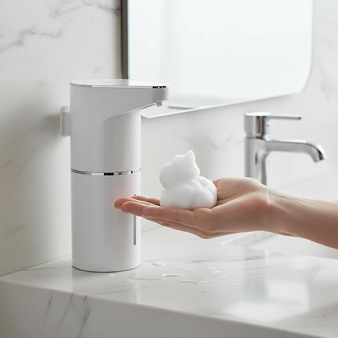 Automatic Sensor-Activated Foam soap Dispenser, 3-Level Adjustable Touchless Smart Hand &amp; Dish Soap Dispenser, USB Rechargeable, 11.84oz/350mL Wall Mounted for Bathroom Kitchen, Restaurant