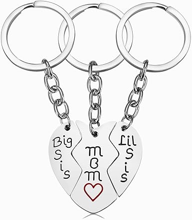 Mothers Day Funny Gifts for Mom from Daughter Son, 3PCS Stainless Steel Mother Big Little Sis Keychain Gifts Set for Mother’s Day Birthday