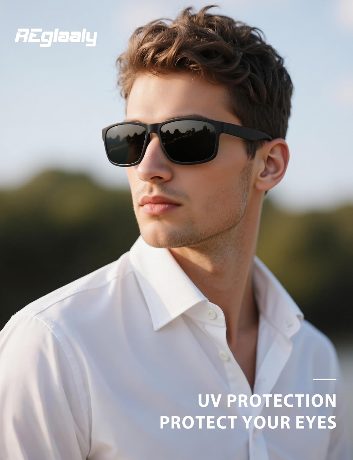 Polarized Sunglasses for Men Women, Lightweight Square Mens Sunglasses UV Protection for Driving Fishing Golf
