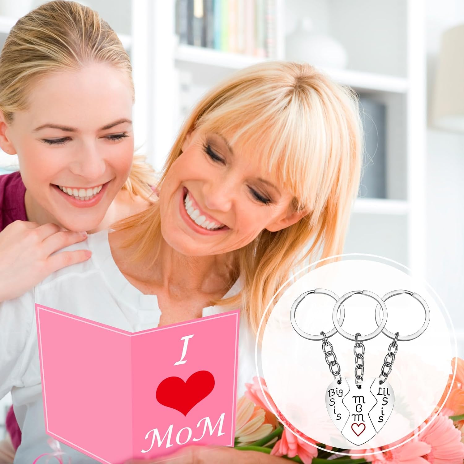 Mothers Day Funny Gifts for Mom from Daughter Son, 3PCS Stainless Steel Mother Big Little Sis Keychain Gifts Set for Mother’s Day Birthday