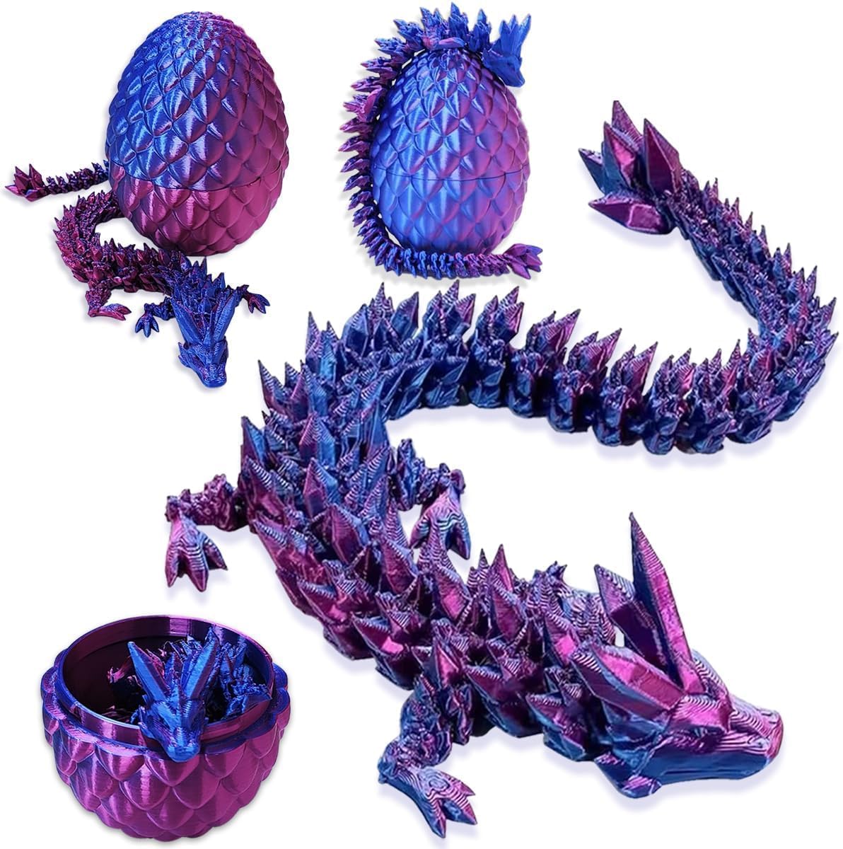 BAOXUE 2PCS 3D Dragon Eggs With Dragon Inside, 9Inch 3D Printed Dragon, Dragon Fidget Toy, 3D Printed Animals For Kids Stocking Easter Basket Stuffers