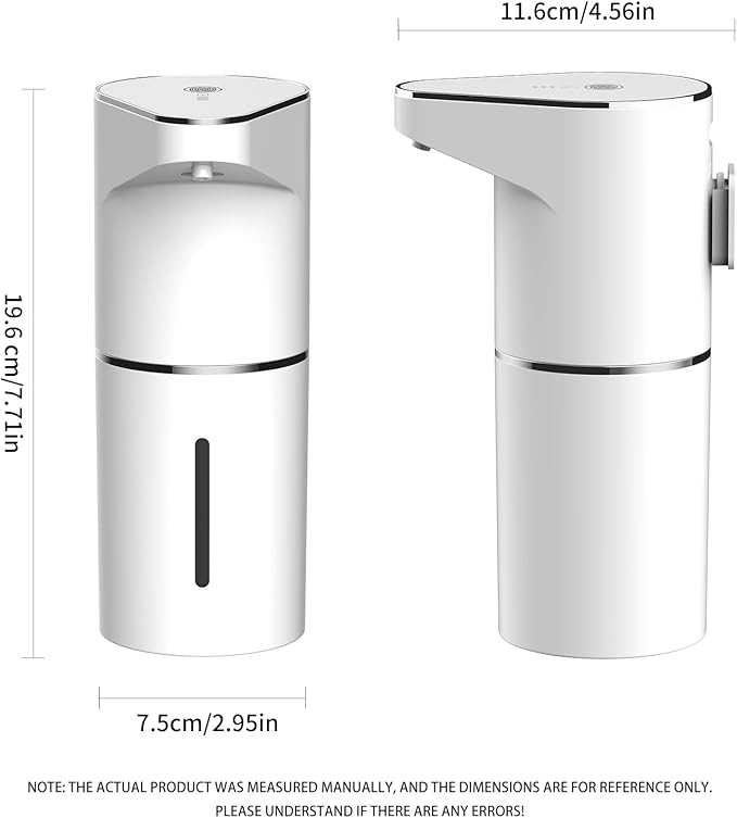 Automatic Sensor-Activated Foam soap Dispenser, 3-Level Adjustable Touchless Smart Hand &amp; Dish Soap Dispenser, USB Rechargeable, 11.84oz/350mL Wall Mounted for Bathroom Kitchen, Restaurant