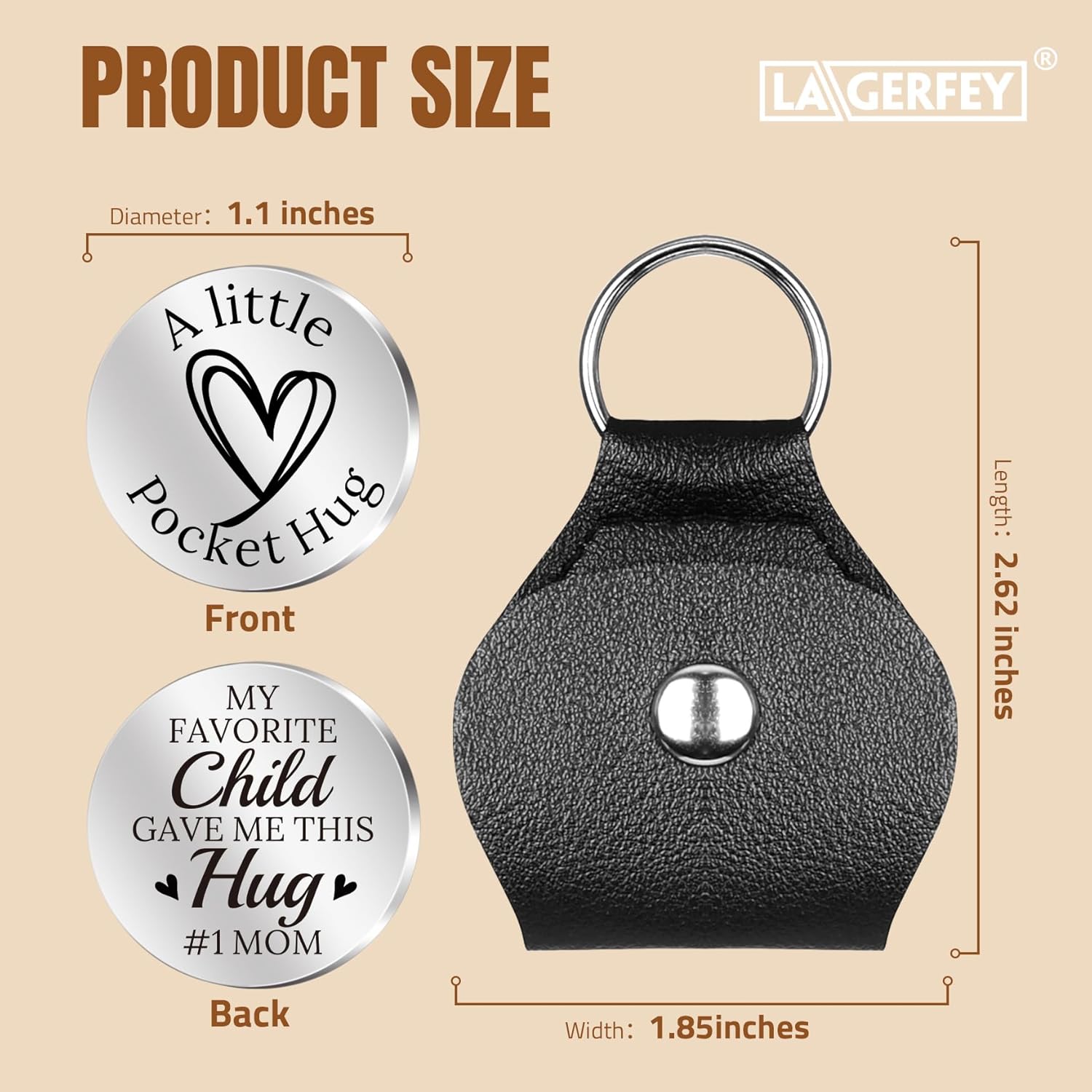 LAGERFEY Mothers Day Graduation Inspirational Keychain Gifts,Valentines Day for Him Her Gifts - Pocket Hug, Gifts for Men