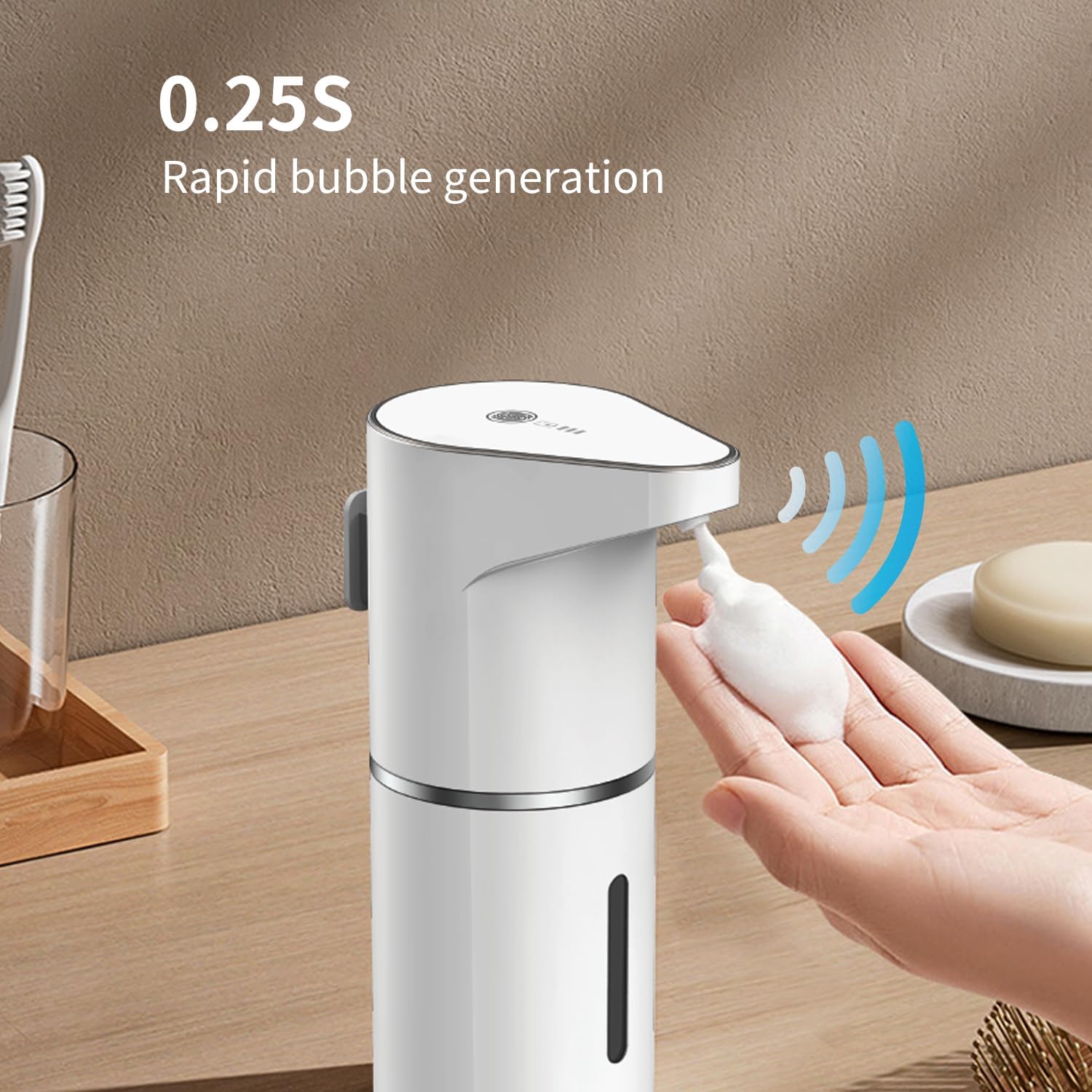 Automatic Sensor-Activated Foam soap Dispenser, 3-Level Adjustable Touchless Smart Hand &amp; Dish Soap Dispenser, USB Rechargeable, 11.84oz/350mL Wall Mounted for Bathroom Kitchen, Restaurant