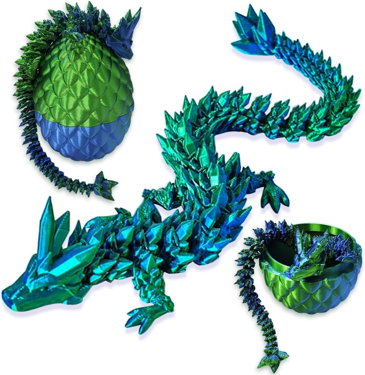 BAOXUE 2PCS 3D Dragon Eggs With Dragon Inside, 9Inch 3D Printed Dragon, Dragon Fidget Toy, 3D Printed Animals For Kids Stocking Easter Basket Stuffers