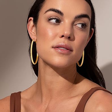 WEDDINEN 3mm Thick S925 Sterling Silver Hoop Earrings Large Gold Silver Hoop Earrings for Women Hypoallergenic Lightweight Big Hoop Earrings 30/40/50/60/70mm