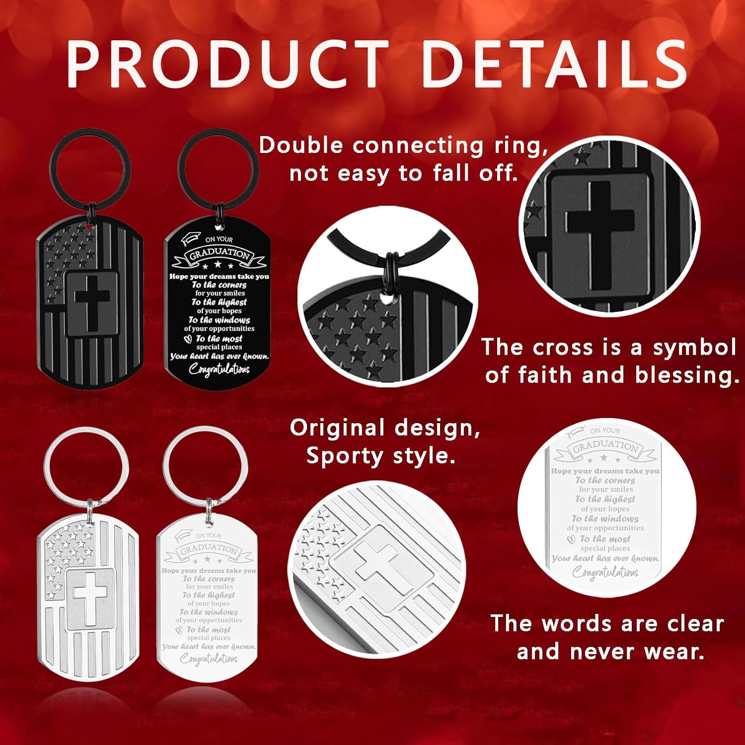 DuoDiner Graduation Christian Gifts - Keychain Gifts for Men Religious Mens Gifts