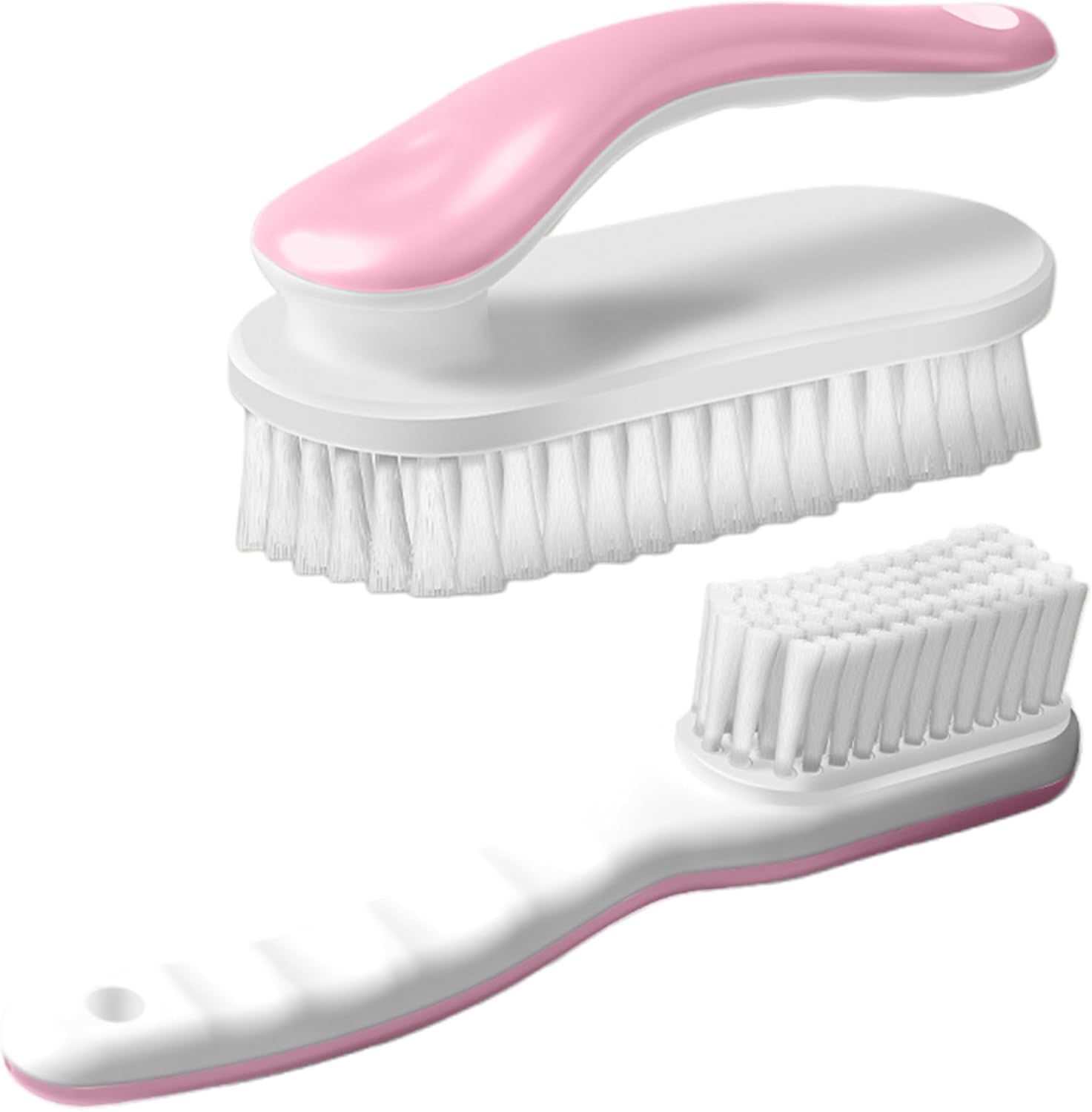 2Pack Shoe Cleaning Brush Household Laundry Clothes Scrubbing for Stains Bathroom Ergonomics Grip Easy Hold (2, Pink)
