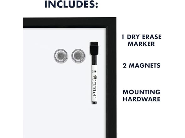 Quartet Magnetic Whiteboard, 17 x 23 inches White Board, Dry Erase Board, Black Frame (MWDW1723M-BK)