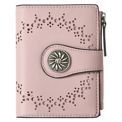 Tipmile Small Wallet Women Bifold RFID Blocking Card Holder Leather Wallets with Zipper Coin Pocket