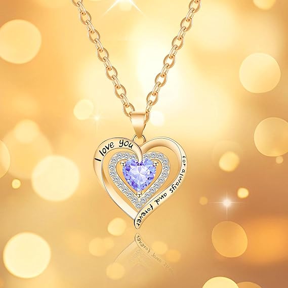 Preserved Roses Forever Flowers Mother's Day Heart Necklace Gifts for Birthday Mom Her Wife Girlfriend Grandma on Valentines Christmas Anniversary Romantic-Purple