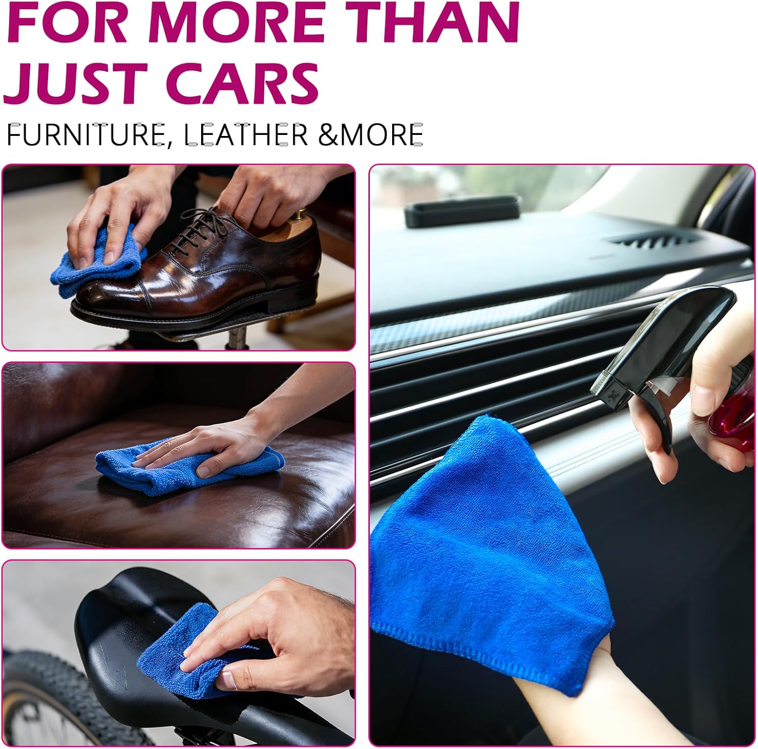 Car Interior Cleaner –Polishing Cleaner-Multi-Surface Auto Detailing for Leather, Glass, Dashboards & More – Dual-Mode Foam & Mist Spray (17oz) with Cleaning Towel