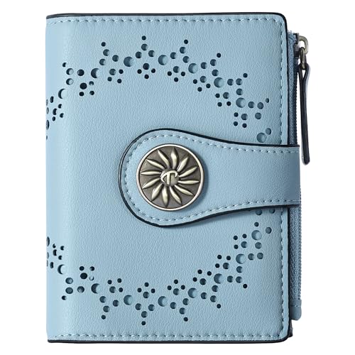 Tipmile Small Wallet Women Bifold RFID Blocking Card Holder Leather Wallets with Zipper Coin Pocket