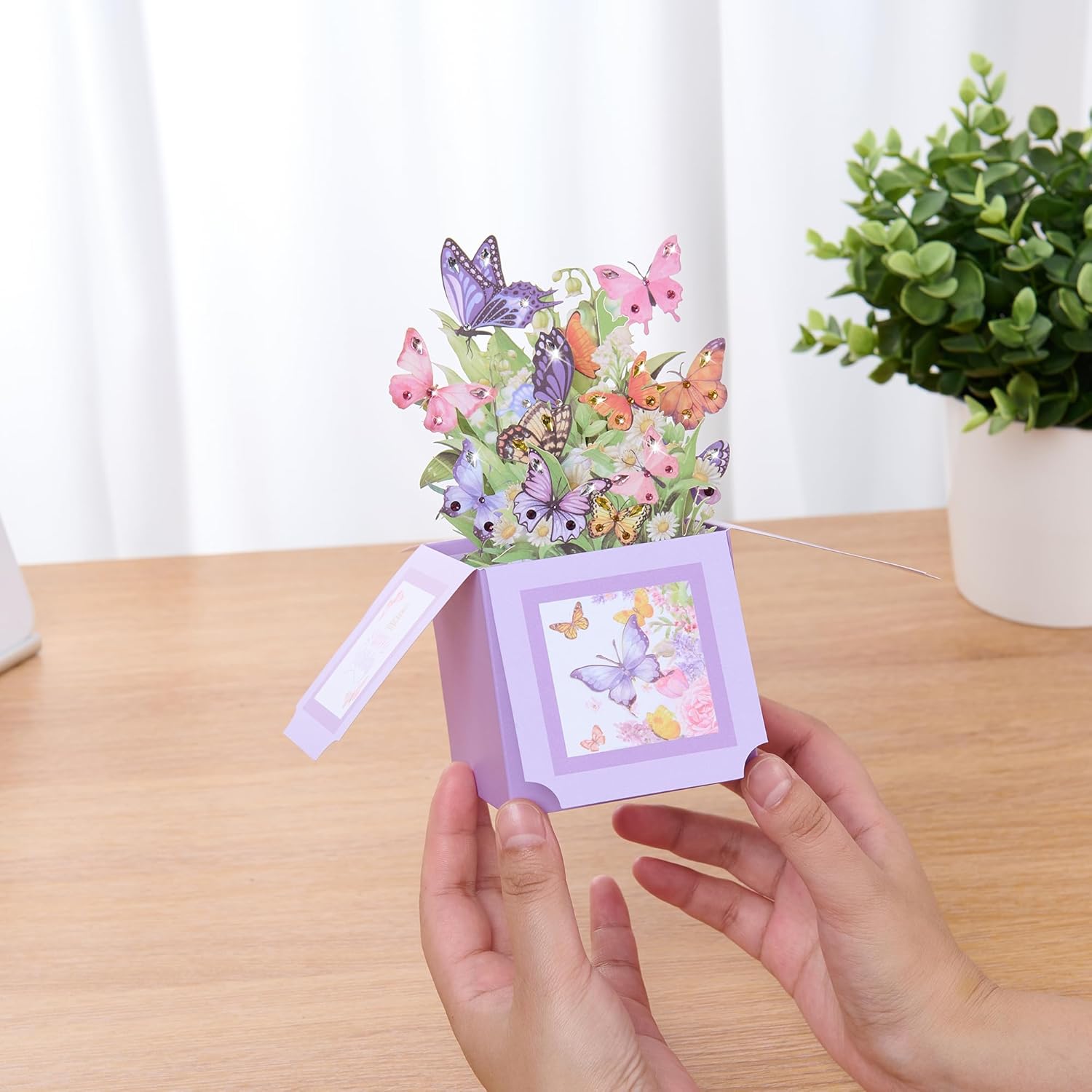 3D Pop Up Butterfly Birthday Box Cards with Colorful Rhinestones, 3D Bling Birthday Card, Greeting Gift Card for Female, Mom, Wife, Sister, Daughter in Law- Includes Notecard&Envelope