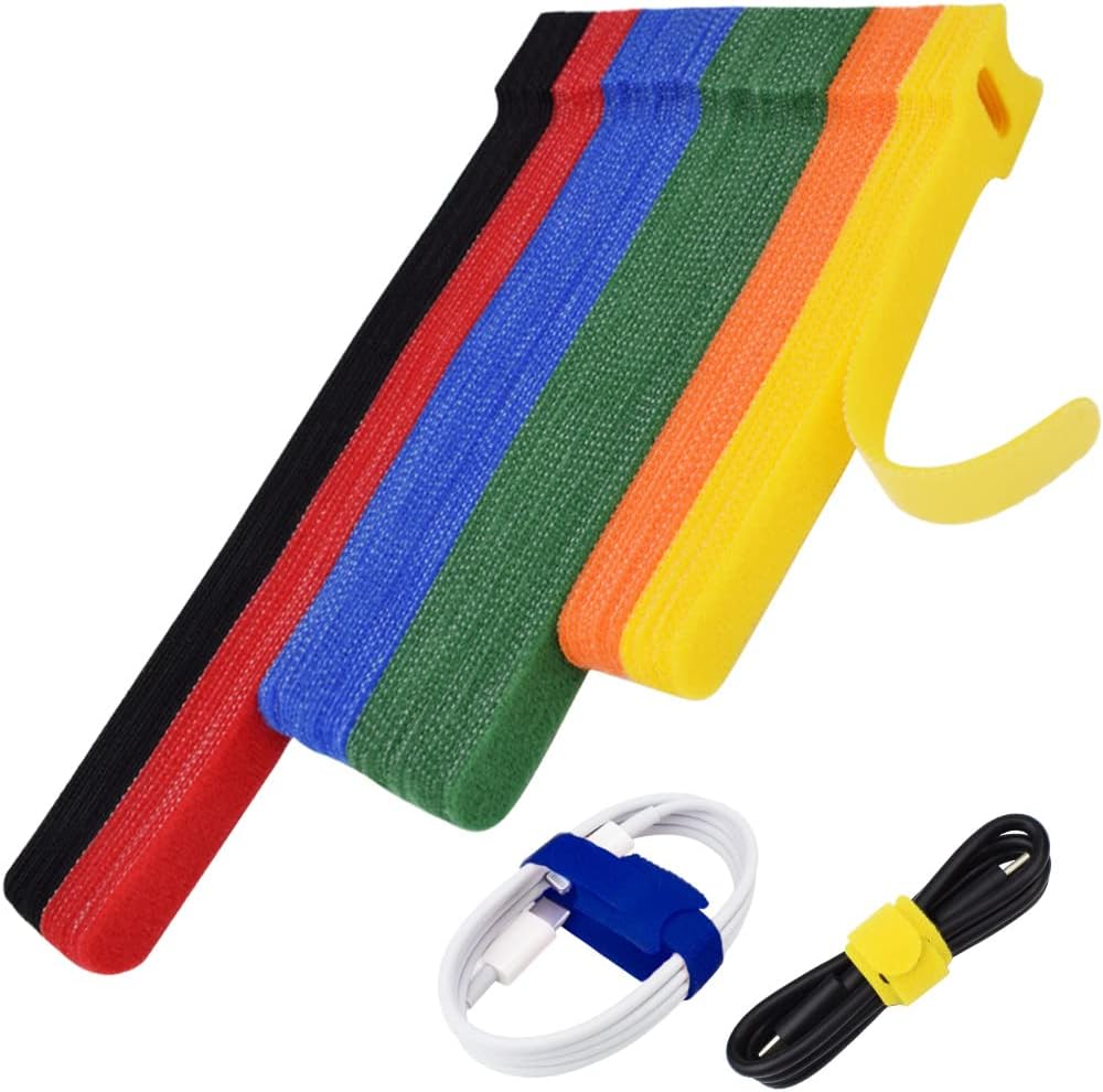 80pcs Cable Ties Reusable Multicolor Wire Ties Cable Management Cord Ties Reusable for Electronics Hook and Loop Cable Ties for Computer 4 6 8 Inch with 6 Colors