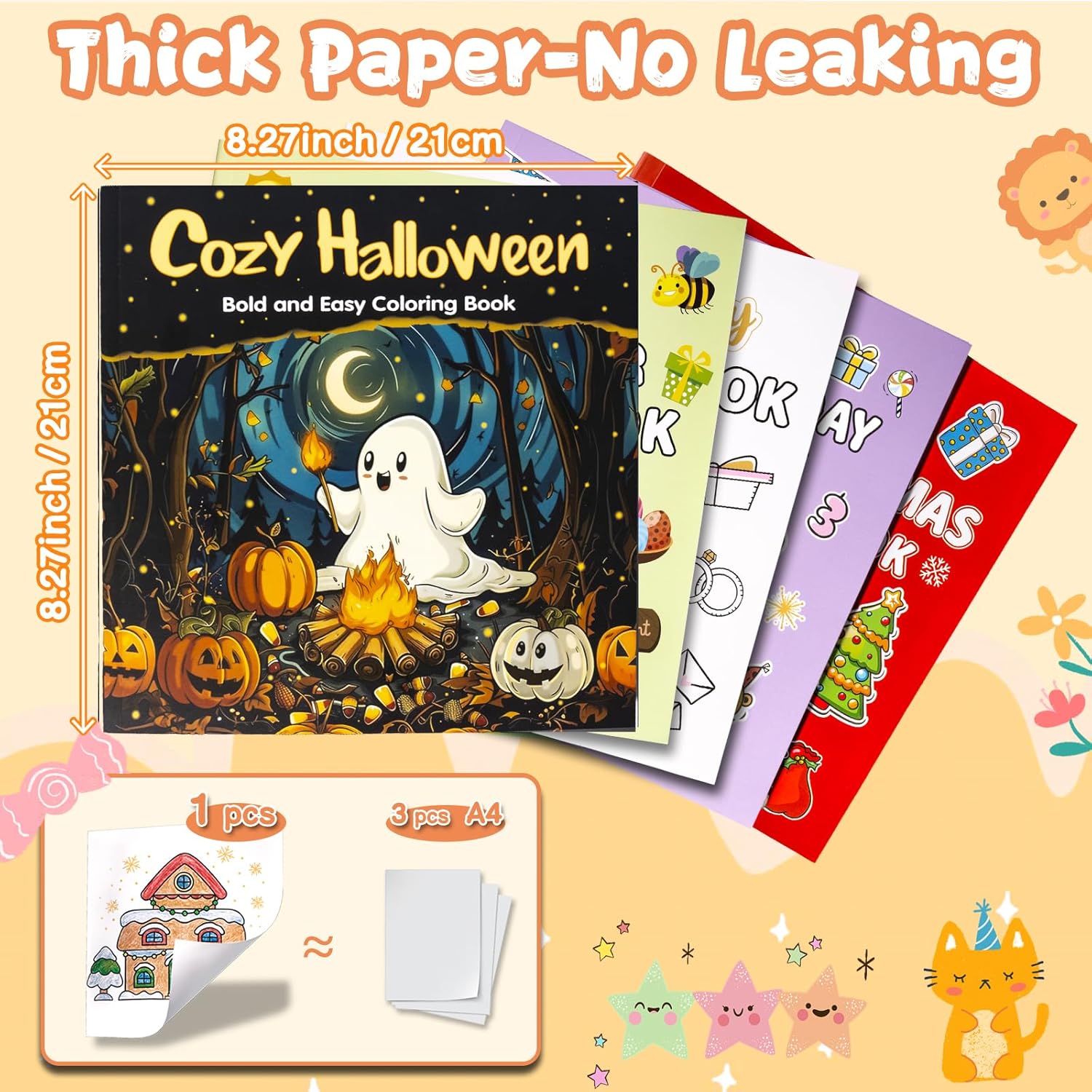 KIDS KING Coloring Book Kit, 5 Themes: Halloween | Christmas | Easter | Wedding Day | Birthday, Contains Colored Pencils Cute Styles for Painting, Arts & Crafts for Adult and Younger