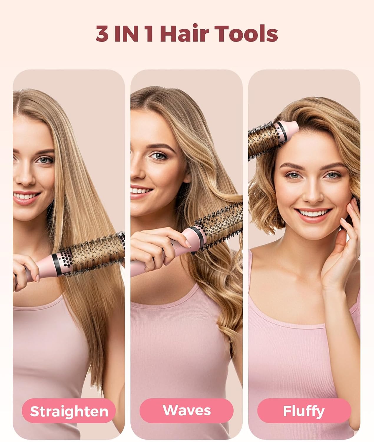 Bopcal Dual Voltage Thermal Brush, 1.5" Heated Round Brush for Smooth Blowout Look, Hot Brush for Volume, Soft Curls &amp; Polished Ends, Negative Ions, 6 Heat Settings, Auto Shut-Off