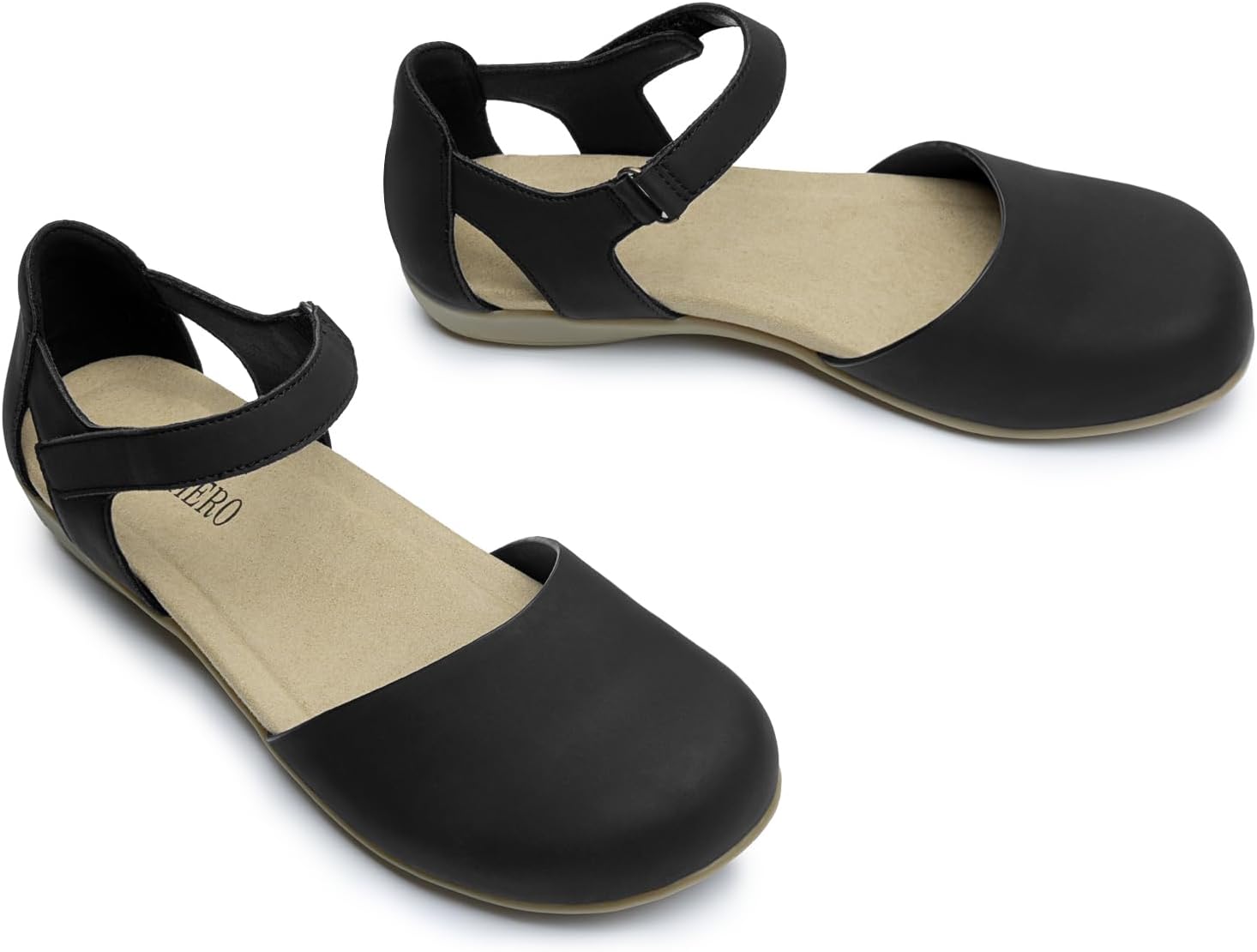 Rihero Summer Casual Closed Toe Sandals Women Comfortable Footbed Arch Support Flat Sandals with Adjustable Strap