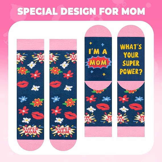 FreeNFond Gifts for Mom, Funny Novelty Socks For Her Women Mother In Law, Mothers Day Gifts for Sock Exchange