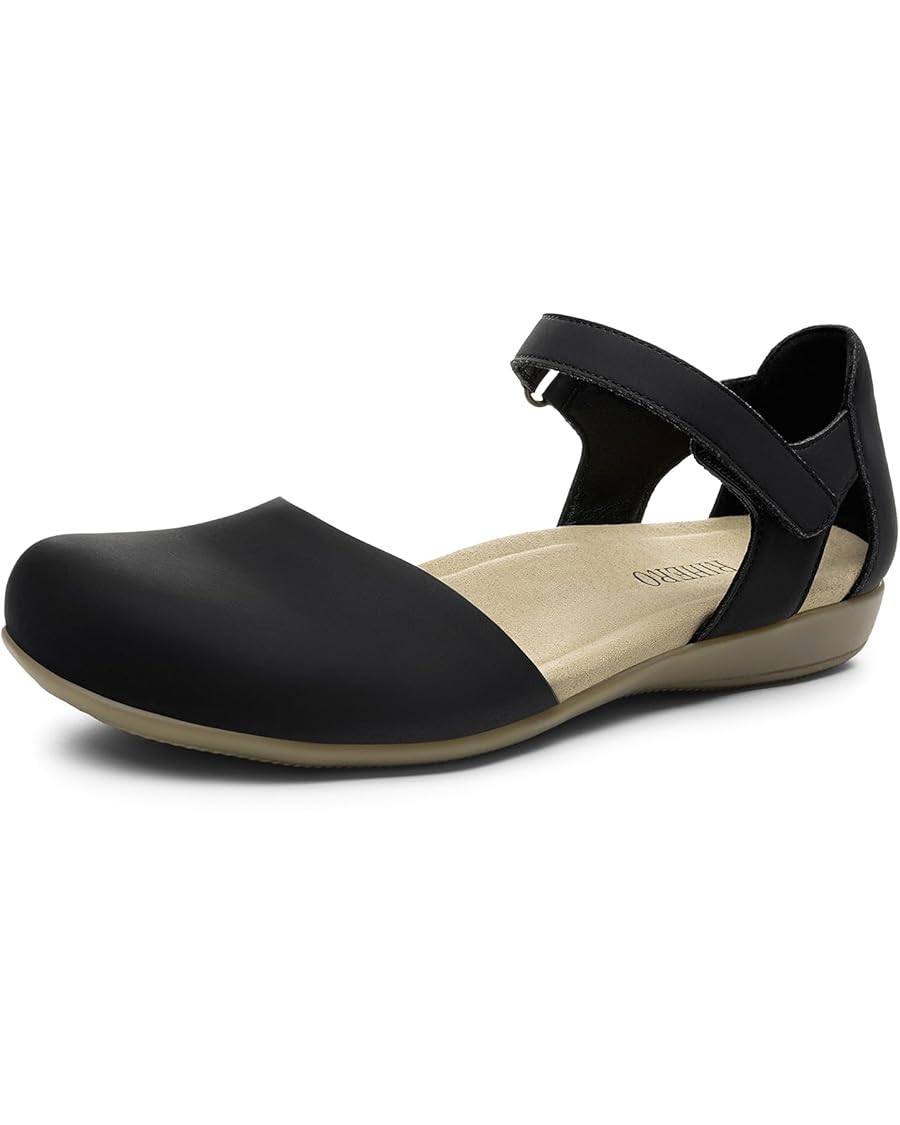 Rihero Summer Casual Closed Toe Sandals Women Comfortable Footbed Arch Support Flat Sandals with Adjustable Strap