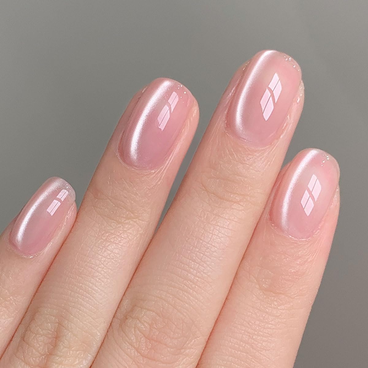 BEAUTPAL Glassy Cat Eye Gel Nail Polish,15ML Glitter Holographic UV LED Nail Polish Gel Salon Manicure Nail Art DIY at Home with Magnetic Wand Color 005 Gentle Pink
