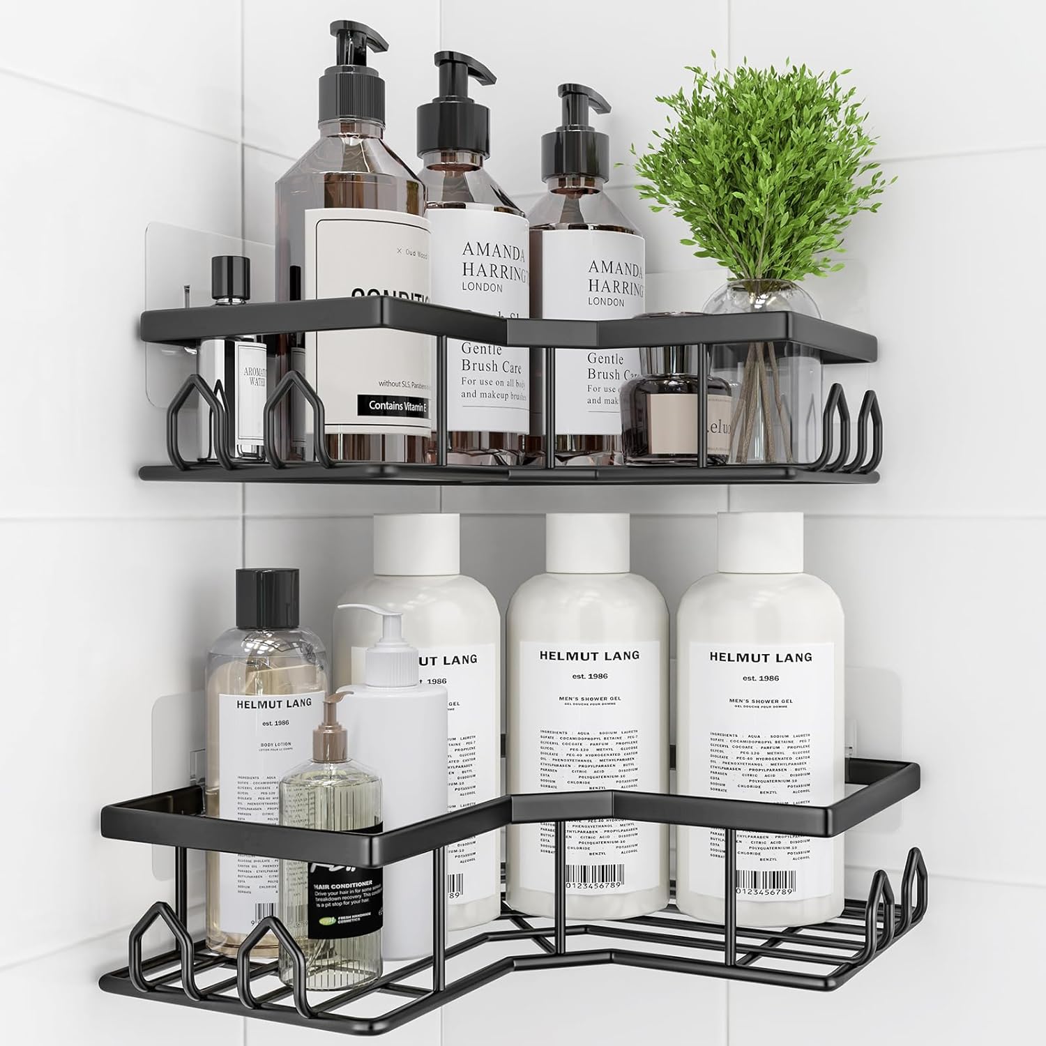 Adhesive Shower Caddy, 4 Pack Corner Bath Organizer, Rustproof Stainless Steel Shower Shelves with Large Capacity, No Drilling Shelves for Bathroom Storage, Home, Kitchen Décor