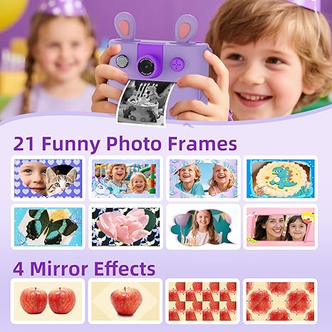 ORGSTA Kids Instant Print Camera for Boys and Girls 1080P HD Toddler Digital Camera with 3 Rolls Print Paper&32G Card, Christmas Birthday Gift Toys for Age 3-16 Kids Portable Travel Digital Camera Toy