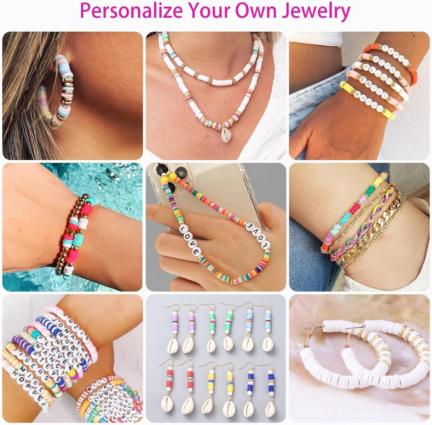 Sistenia Girls Gifts Bracelet Making Kit, 20 Colors Polymer Clay Beads with Charms Letter Beads Arts and Crafts Kit Jewelry Making Set Cute Stuff Birthday Gift Idea for Kids Ages 6-15