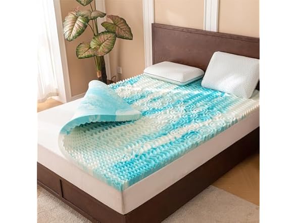Mattress Topper Queen - 2 Inch Gel Memory Foam Mattress Topper Queen Size for Back Pain, CertiPUR-US Certified, Blue