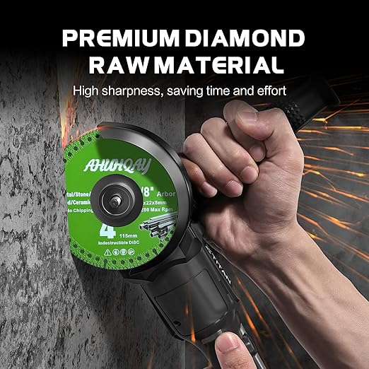 2 Pack 4-1/2" Indestructible Disc for Grinder, Diamond Saw Blades, Angle Grinder Cutting Disc with 7/8" Arbor, Multifunctional Cutting Blade Tool for Metal Glass Wood Stone Tile PVC Pipes