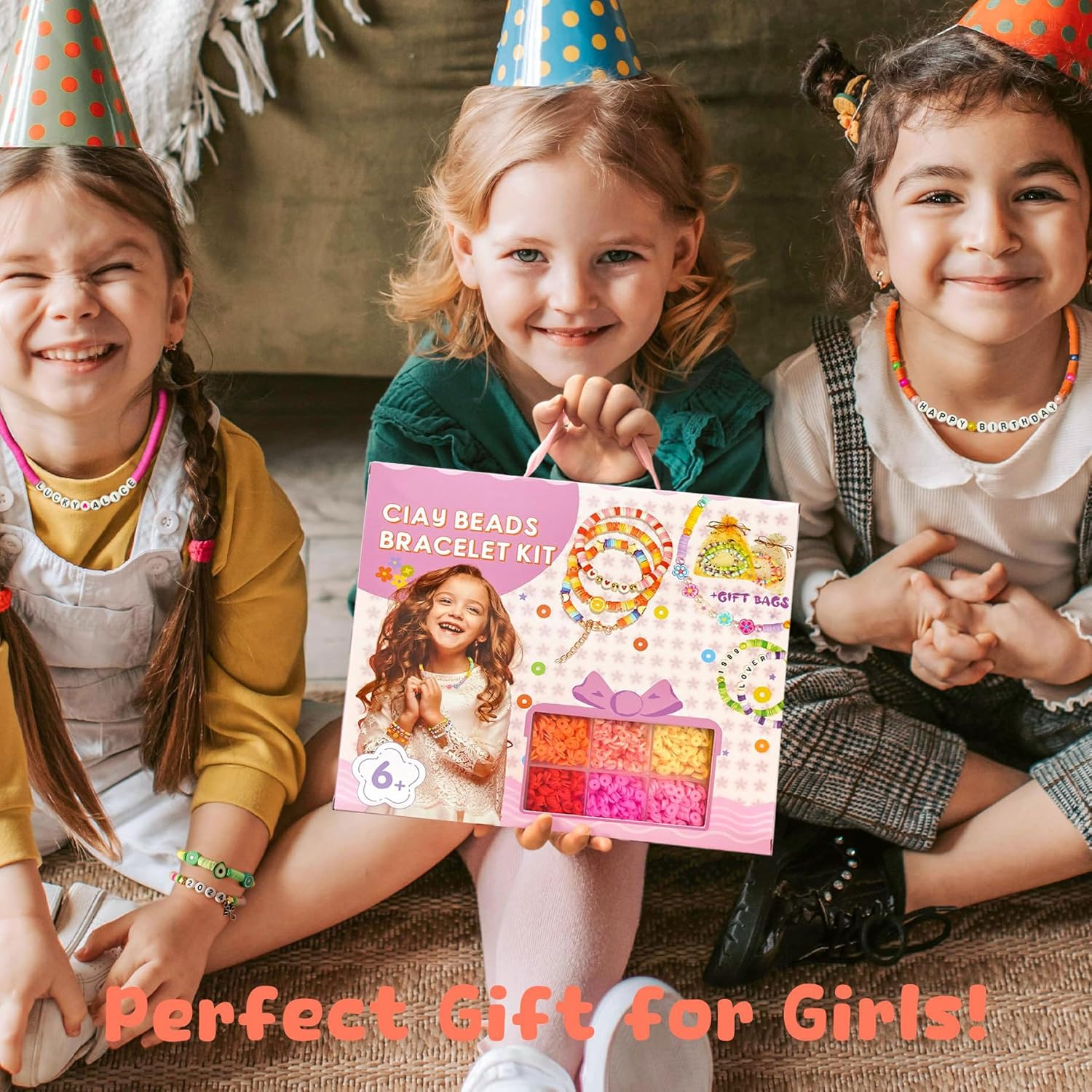 Sistenia Girls Gifts Bracelet Making Kit, 20 Colors Polymer Clay Beads with Charms Letter Beads Arts and Crafts Kit Jewelry Making Set Cute Stuff Birthday Gift Idea for Kids Ages 6-15